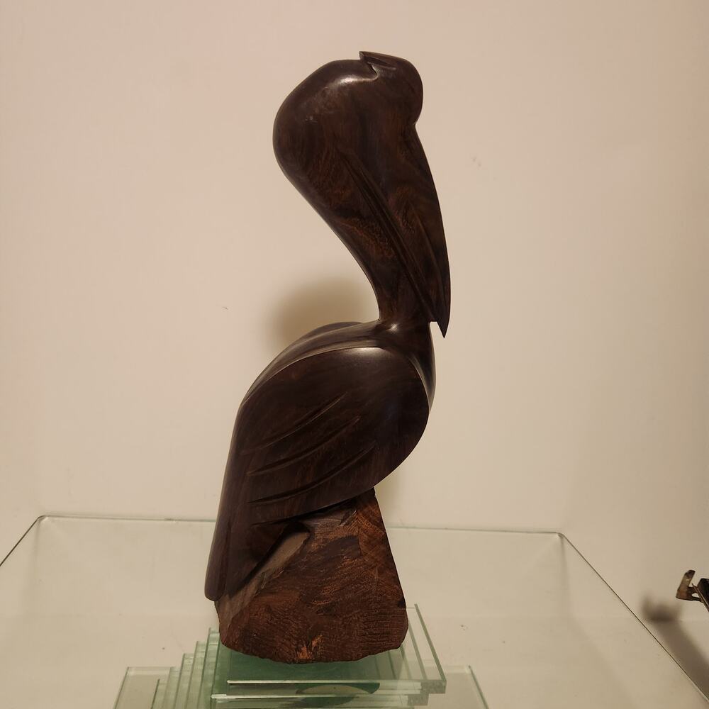 Vintage MCM Folk Art Wooden Pelican